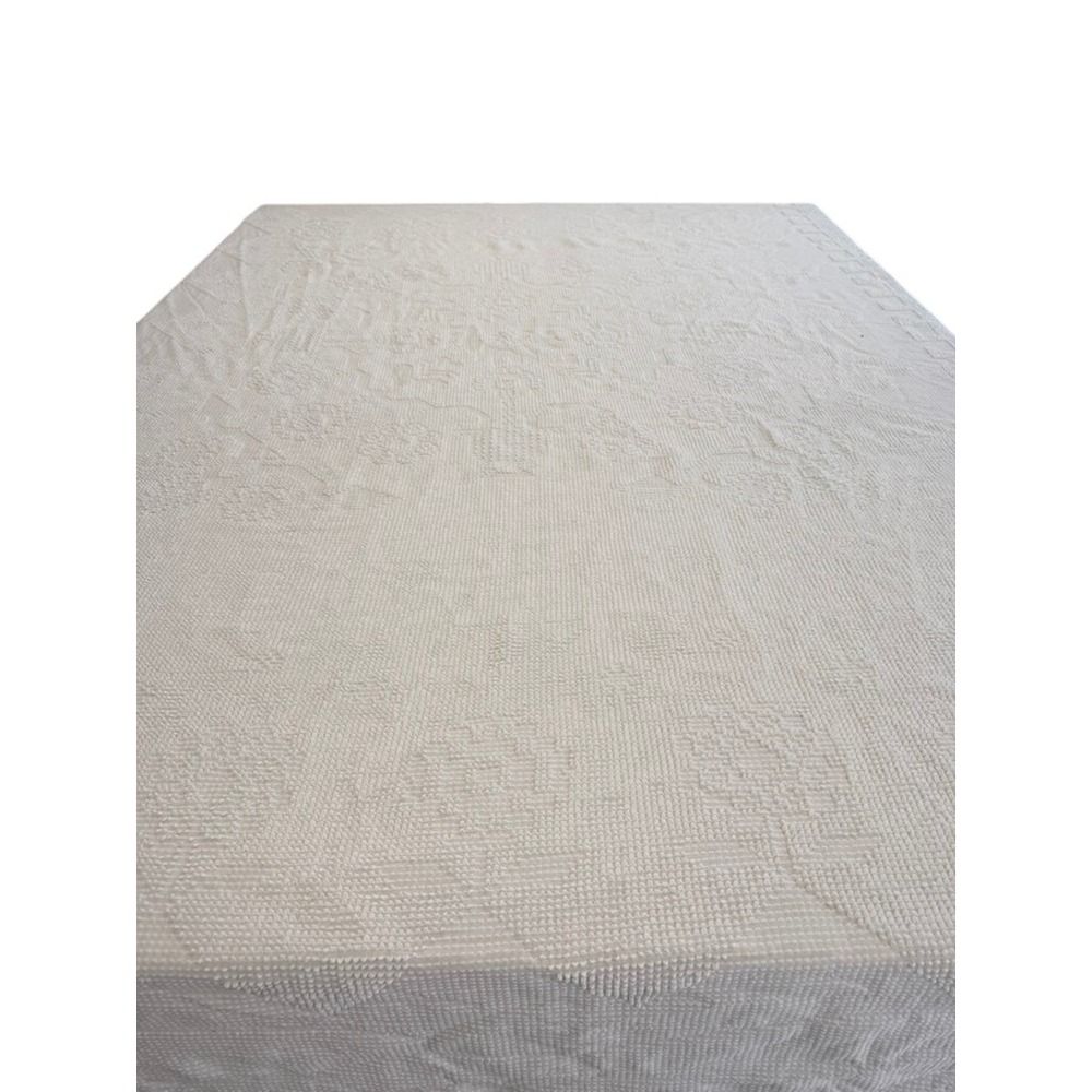VTG! Morgan Jones White Chenille Hobnail Floral Bedspread Fringe Queen READ!!